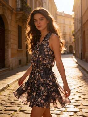 Lovestitch Floral Sleeveless Midi Dress with Smocked Waist and Tassels Small